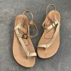 Aetrex Gold Leather Sandals Size 10